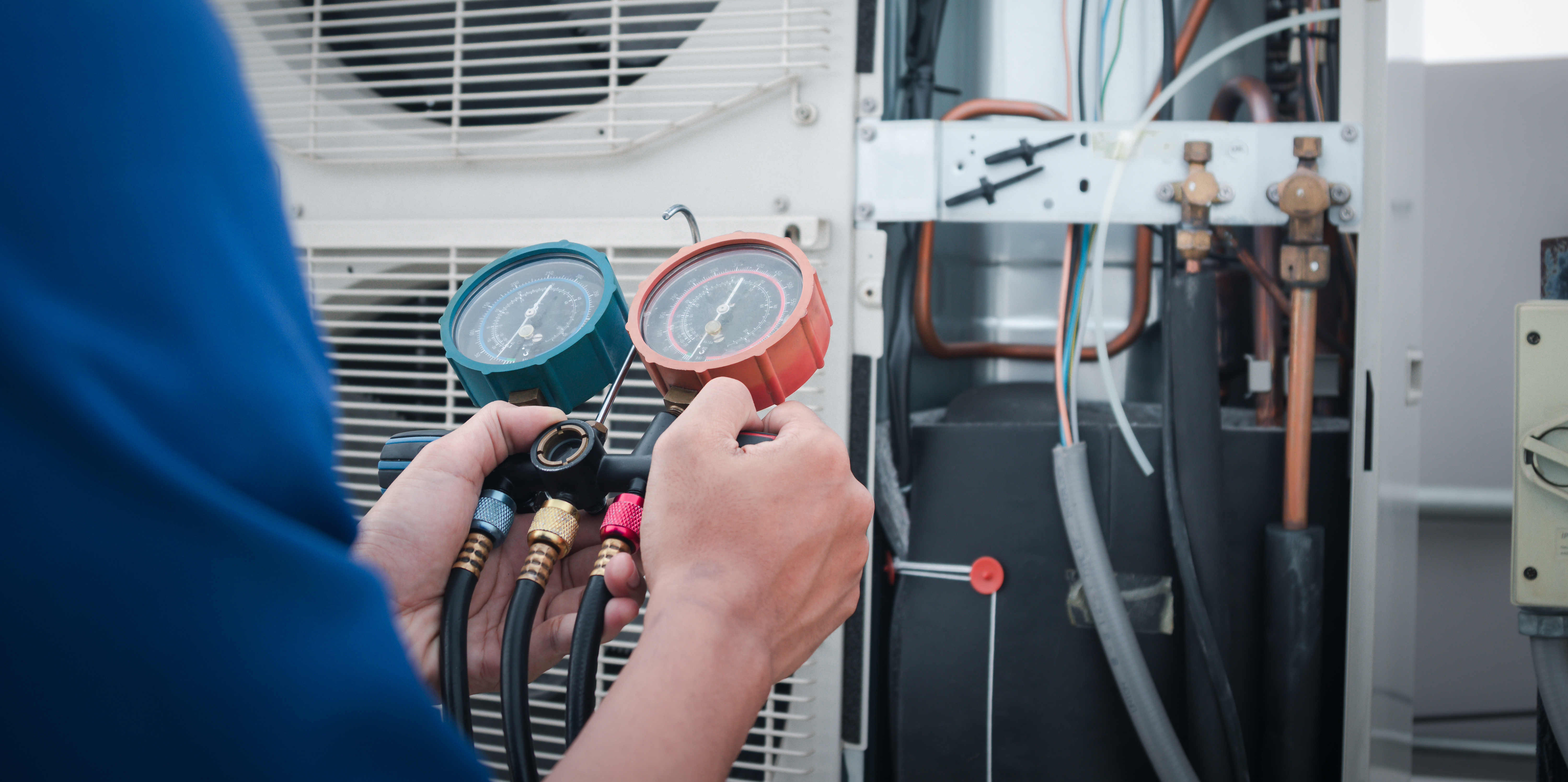 State Mechanical HVAC technician at work